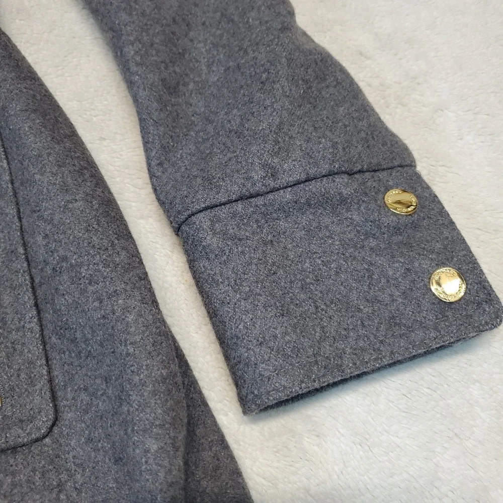 Michael Kors Gray‎ Wool Blend Gold Zip Cozy Winter Classic Long Trench Coat XL